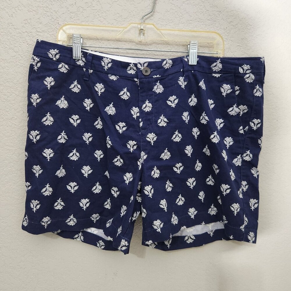 Old Navy Womens Navy & White Floral Print Shorts Size 14 Cotton